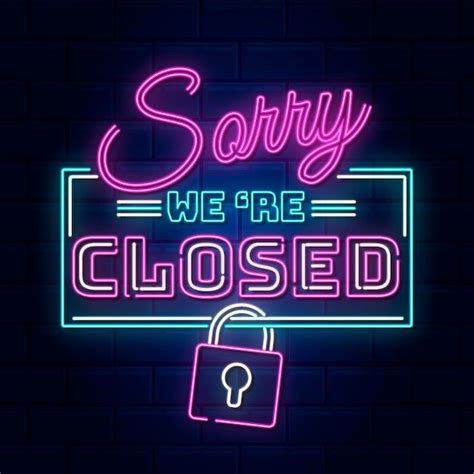 Free Vector Neon Sorry We Re Closed Sign