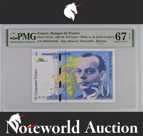 France Banque De France 50 Francs 1997 99 P 157Ad UNC PMG 67 EPQ NR 2nd