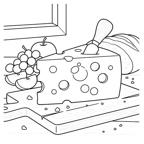Cheese Coloring Page | Coloring Pages Mimi Panda