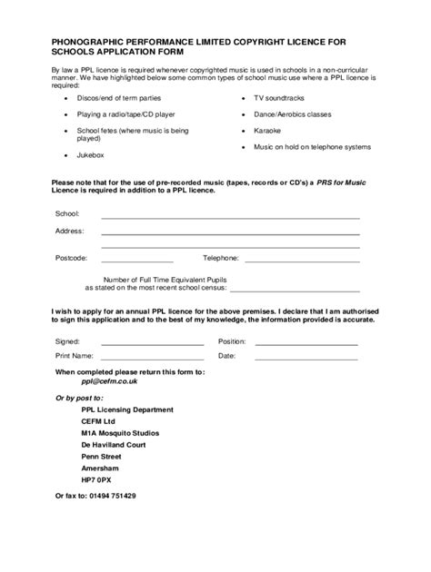 Fillable Online Ppl Licence Application For Schools Fax Email Print