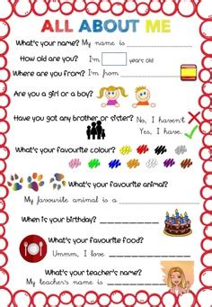 Ideas De All About Me Actividades De Ingles Ingles Para