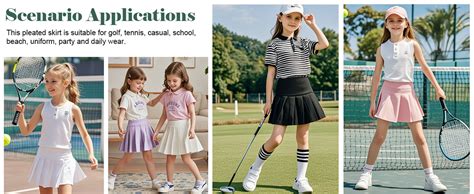 Amazon.com: SPFAS Girls Tennis Skirt Athletic Pleated Skort A-Line Kids ...