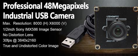 ELP 48MP No Distortion USB Camera UHD 8000x6000 CMOS IMX586 Color