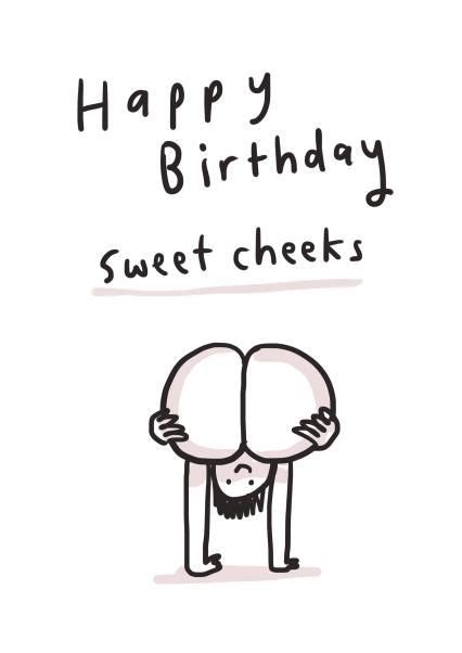 Cheeky Birthday Card Funny Nude Doodle Happy Birthday Sweet