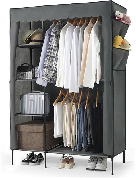 CAPHAUS 44 Inch Clothing Rack With Cover Portable Closet Wardrobe