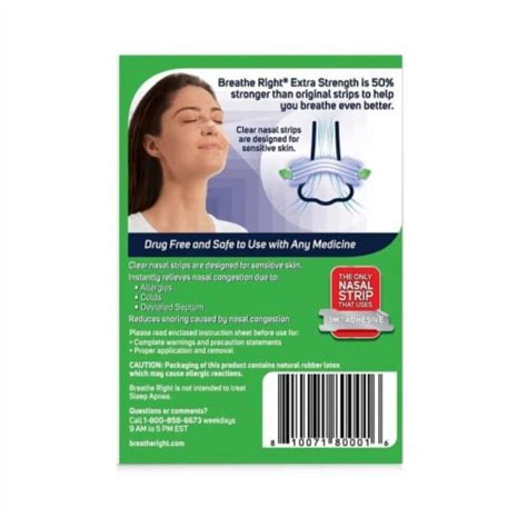 Breathe Right Extra Strength Drug Free Clear Nasal Strips Pack Of