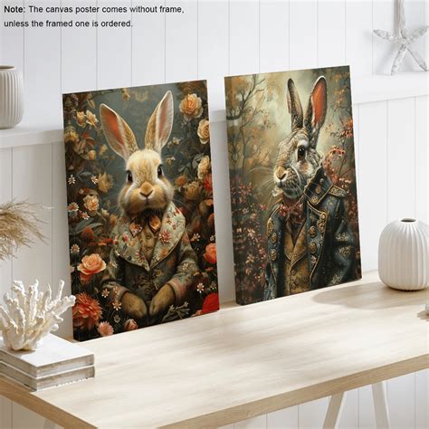 Pcs Set Easter Bunny Well Dressed With Flowers Wall Arts Decor