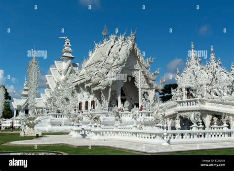 The Beautiful White Temple Wat Rong Khun Near Chiang Rai Thailand