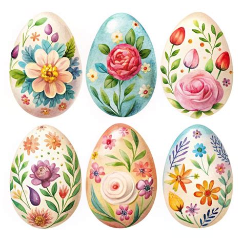 A collection of easter eggs with flowers and leaves | Premium AI