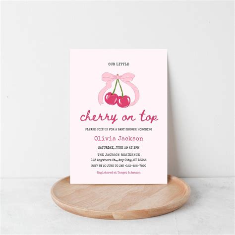 Cherry On Top Baby Shower Invitation Cherry Baby Shower Invite Modern