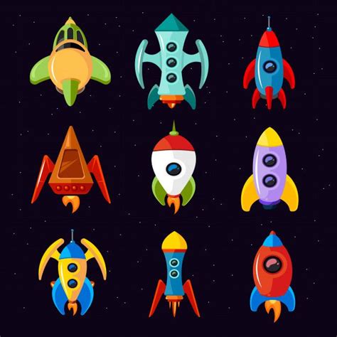 Premium Vector Cartoon Spaceships Isolated On White Background