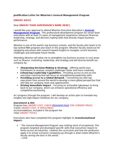 Wharton Justification General Management Program | PDF | Leadership ...