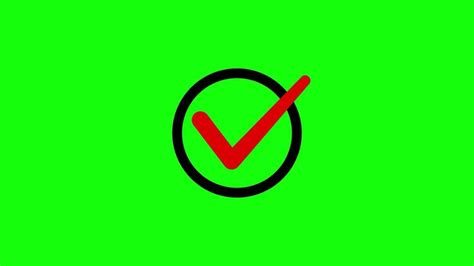 red check mark  circle animation  green screen  stock