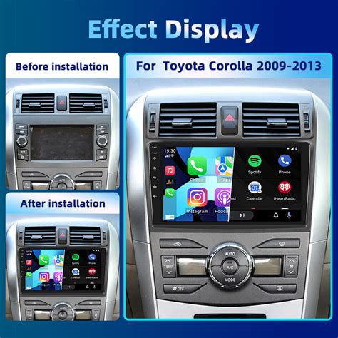 For Toyota Corolla 2006 2013 9 CarPlay Android 14 Car Stereo GPS Head