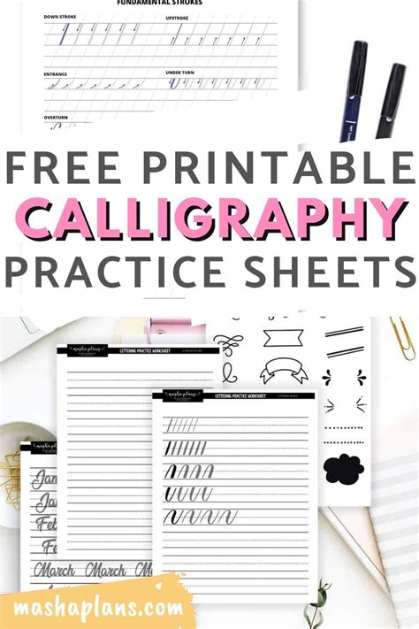 mastering calligraphy  practice sheets tutorial