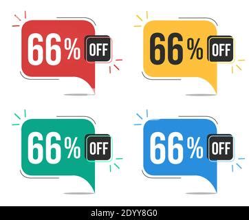 66% off. Blue banner with sixty-six percent discount on a black balloon