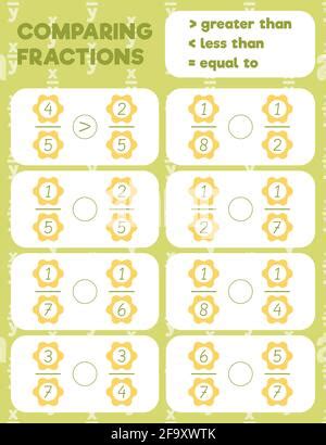 Comparing fractions worksheet, math practice print page. Count and ... 