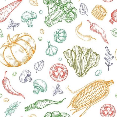 Premium Vector Sketch Vegetables Seamless Pattern Vegetable Soup