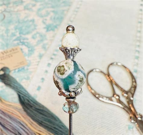 Ocean Blue Green Agate Spotted Natural Gemstone Counting Pin My Big Toe