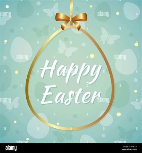 Easter Background With Greeting Inscription In Golden Frame Stock Photo