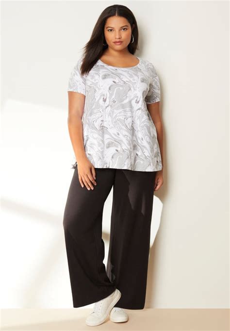 Ladies' Short-Sleeve Swing One + Only Tee, Pearl Grey Marble | Jessica