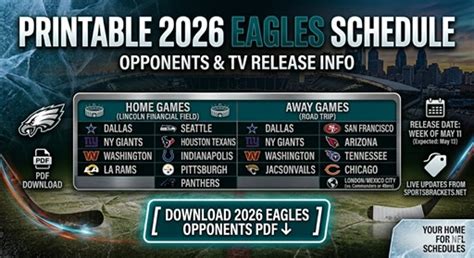 Printable 2026 Philadelphia Eagles Schedule: Opponents, TV Release, and