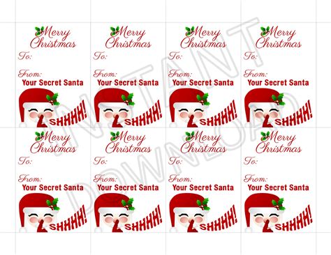 Secret Santa Gift Tags Free Printable Pdf