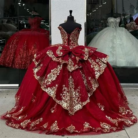 Angelsbridep Glittering Burgundy Quinceanera Dresses Gold Beading Lace