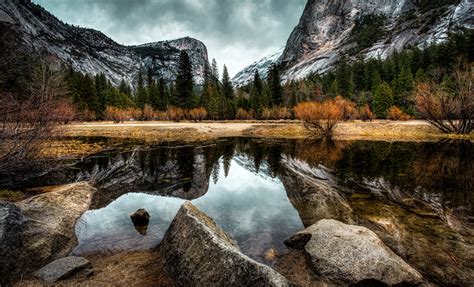 zdjęcie Yosemite Kalifornia USA góra Natura Jesień park Lasy Jezioro