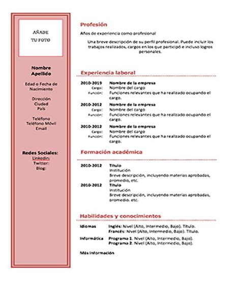 Plantilla Curriculum Vitae Básico DESCARGAR GRATIS Plantillas