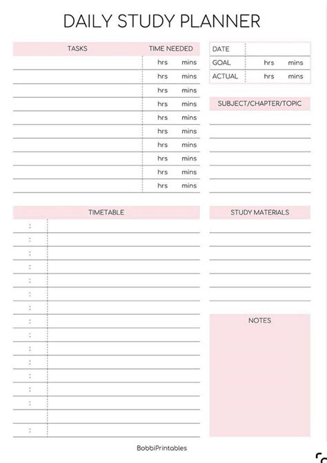 Daily Study Planner Dailyplanneruk Study Planner Printable Study