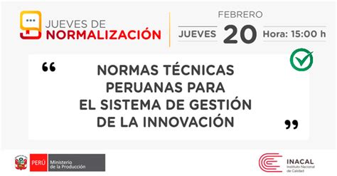 Evento Online Normas T Cnicas Peruanas Para El Sistema De Gesti N De