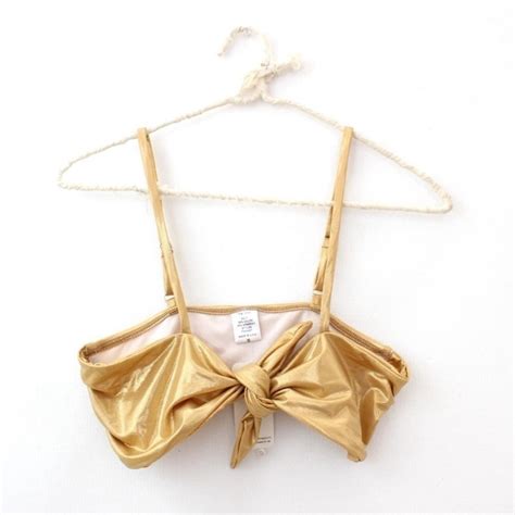 Dippin Daisys Metallic Gold Front Tie Bikini Top Bo Gem