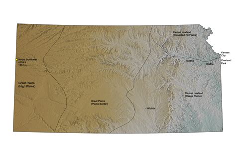 Topographical Map Of Kansas