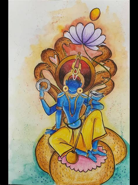 Lord Vishnu | Hand painting art, Easy canvas art, Indian art paintings