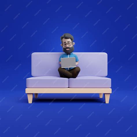 Premium Photo | 3d man work from home happy productive teamwork tool communication