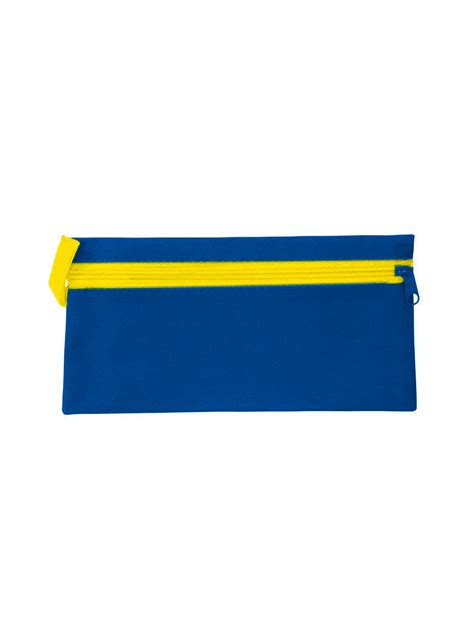 Estuche Jocar Tela Lisa Azul Marino Y Amarillo Portalapiz 1 Unidad Arimany