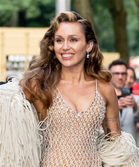 Miley Cyruss Plunging Naked Dress Is Literally Dripping In Crystals