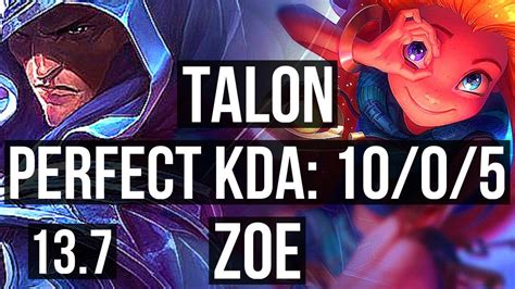 TALON Vs ZOE MID 10 0 5 Legendary 400 Games 900K Mastery KR