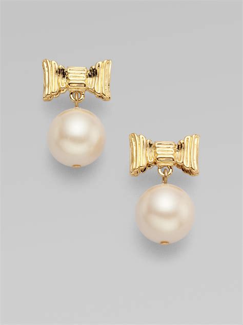 Kate Spade New York All Wrapped Up Bow Faux Pearl Drop Earrings In