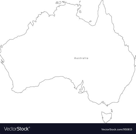 Black White Australia Outline Map Royalty Free Vector Image