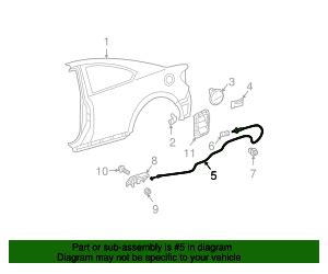 2005 2010 Scion TC Cable Sub Assembly Fuel 77035 21050 Toyota Parts