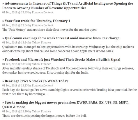 stock market financial news headlines wordpress plugin