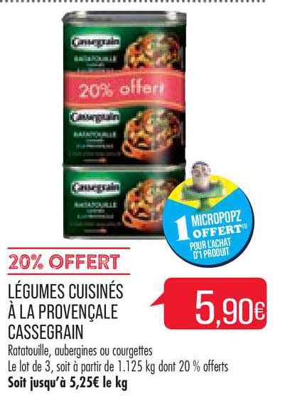 Promo Légumes Cuisinés à La Provençale Cassegrain chez Match