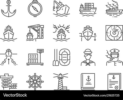 Marine Port Icon Set Royalty Free Vector Image