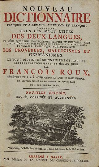 Roux François Nouveau Dictionnaire François Et Allemand Allemand Et