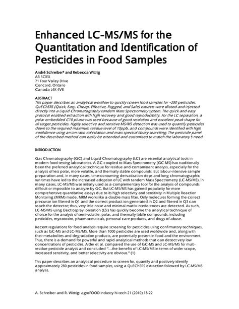 Pdf Enhanced Lc Msms For The Quantitation And Identification Of