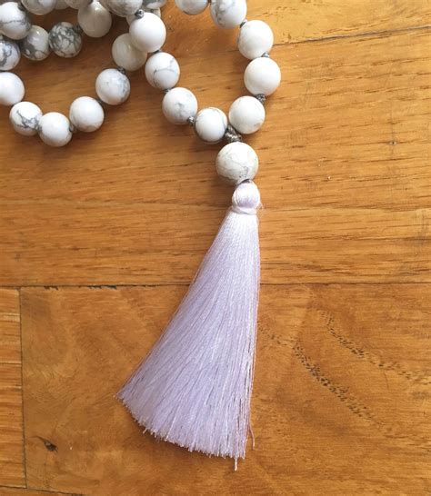 Howlite Mala Necklace 108 Mala Beads White Mala Necklace Etsy