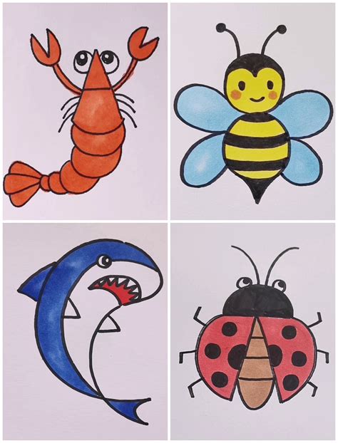 colorful animal drawings tutorial  kids animal tutorial learn