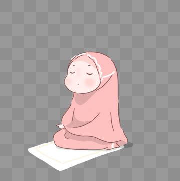 Islamic Cartoon Chibi Cute Muslim Girl Gray Hijab Smile Happy Smile